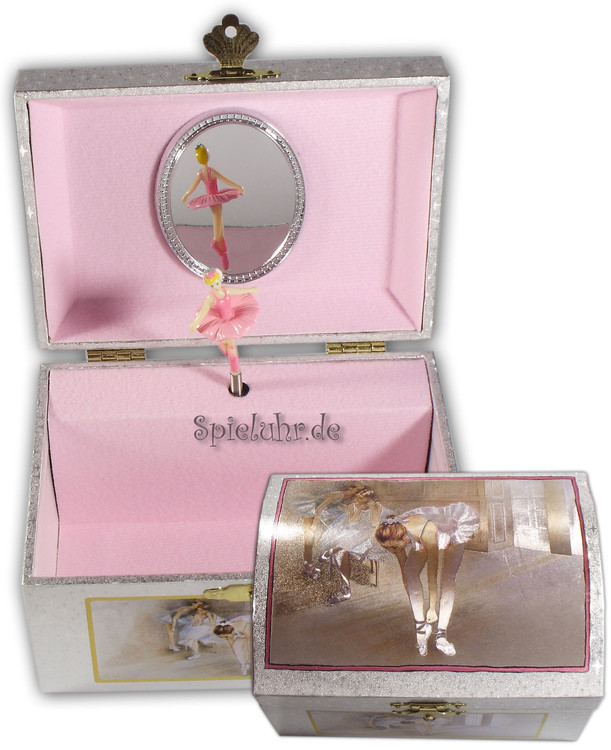 Spieluhren-Ballerina Schmuckdose Metallic