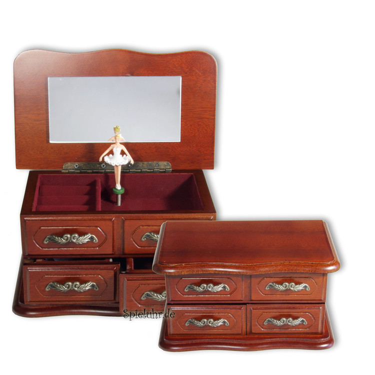 Spieluhr Holz Schmuckschatulle/Schmuckk�stchen mit Spieluhr-Ballerina
