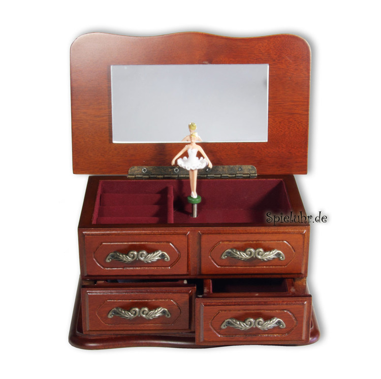 Spieluhr Holz Schmuckschatulle/Schmuckk�stchen mit Spieluhr-Ballerina