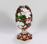 Schmuck Ei rot mit Spieluhr nach Faberge-Art aus emailiertem Metall