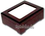 Gl�nzende Holz-Lackschatulle mit Bilderrahmen, mit Spieluhr