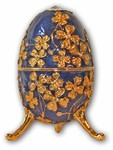 Schmuck-Ei-Blau mit Spieluhr nach Faberge-Art aus email