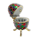 Spieluhren-Schmuck-Ei bunt mit Spieluhr nach Faberge-Art aus emailiertem Metall