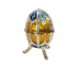 Spieluhren-Schmuck-Ei blau und goldfarben mit Spieluhr 