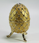 Spieluhren-Schmuck-Ei goldfarben nach Faberge-Art aus emailiertem Metall