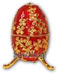 Schmuck- Ei Rot mit Spieluhr nach Faberge-Art aus emailiertem Metall