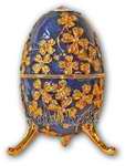 Schmuck-Ei-Blau mit Spieluhr nach Faberge-Art aus emailiertem Metall