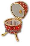 Schmuck- Ei Rot mit Spieluhr nach Faberge-Art aus emailiertem Metall