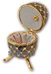 Schmuck- Ei Schwarz mit Spieluhr nach Faberge-Art aus emailiertem Metall