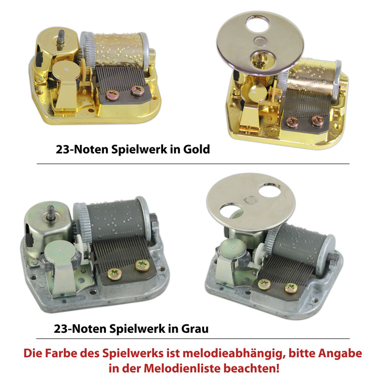 Musikwerk-Spieluhren mit 23-Ton Spieluhr Melodie und Tellerantrieb