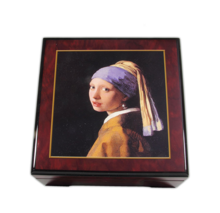 Bildlackdose M�dchen mit Perlenohrring von Jan Vermeer, mit Spieluhr