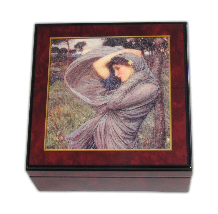 Bildlackschatulle Boreas von John Wiliam Waterhouse, mit Spieluhr 