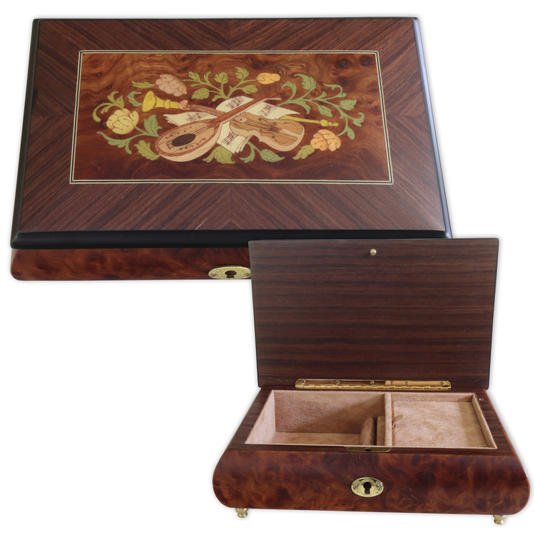 Schmuck-Schatulle Instrumenten Intarsie, Melodie w�hlbar 23 T�ne 