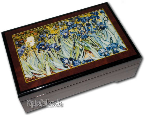 Spieluhr Holz Bildschatulle Iris von Vincent van Gogh, mit Spieluhr f�r Erwachsene