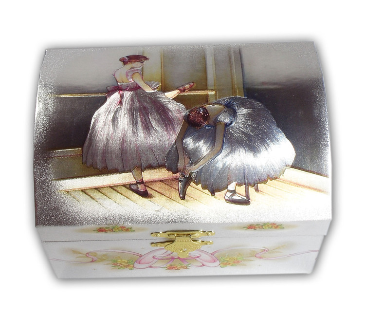 Spieluhren-Ballerina Schmuckdose Metallic