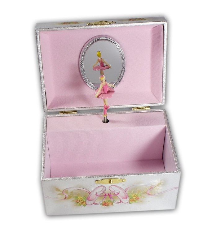 Spieluhren-Ballerina Schmuckdose Metallic