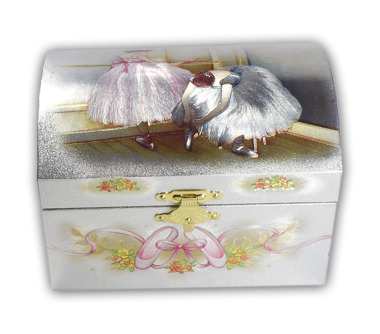 Spieluhren-Ballerina Schmuckdose Metallic