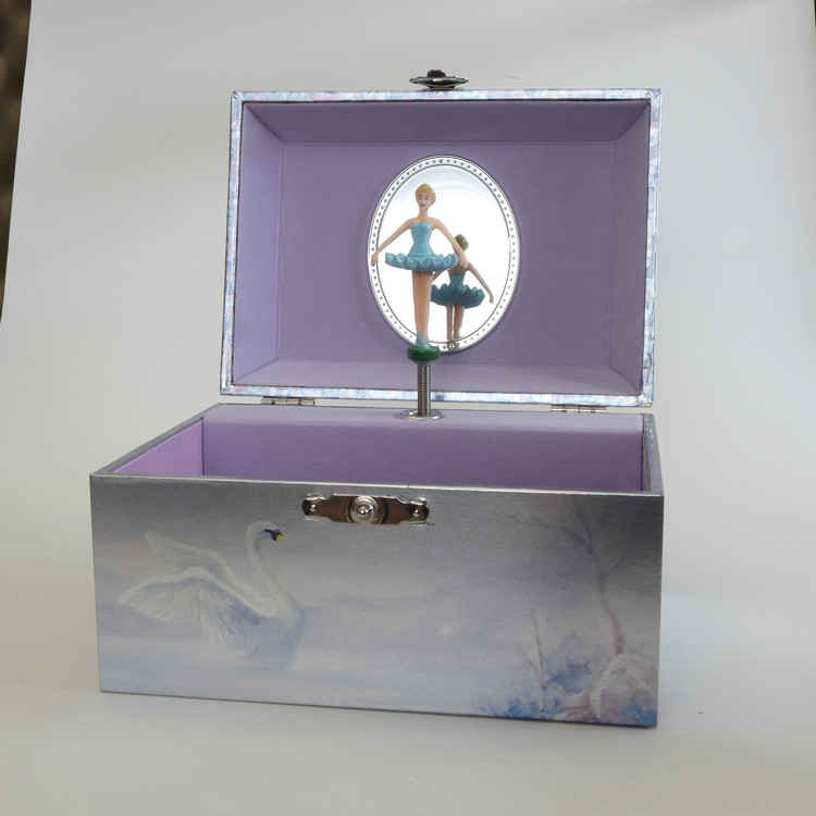 Metallisch schimmerndes Ballerina Schmuckk�stchen mit Spieluhr