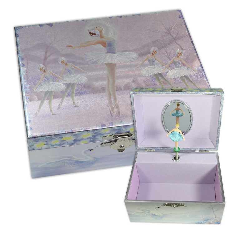 Metallisch schimmerndes Ballerina Schmuckk�stchen mit Spieluhr