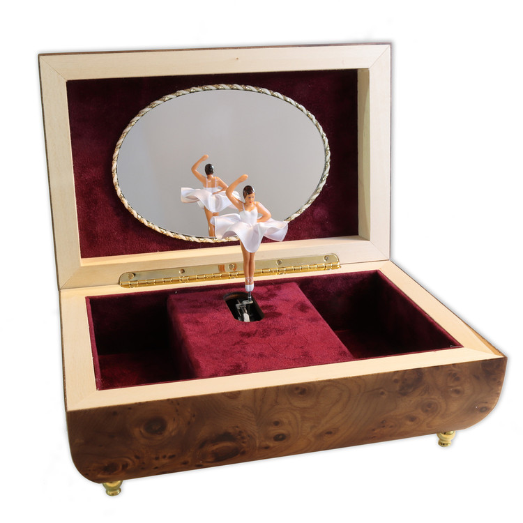 Ballerina Spieluhr Holz Tanzpuppendose aus Holz Intarsienmotiv w�hlbarer Melodie