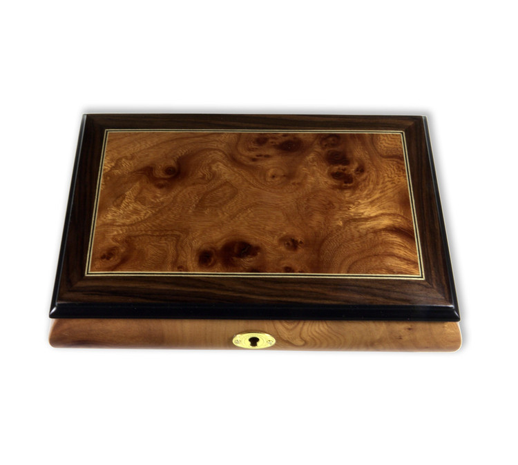 Schmuckschatulle mit grosser Edelholzeinlage und 18-Ton Spieluhren Melodie w�hlbar