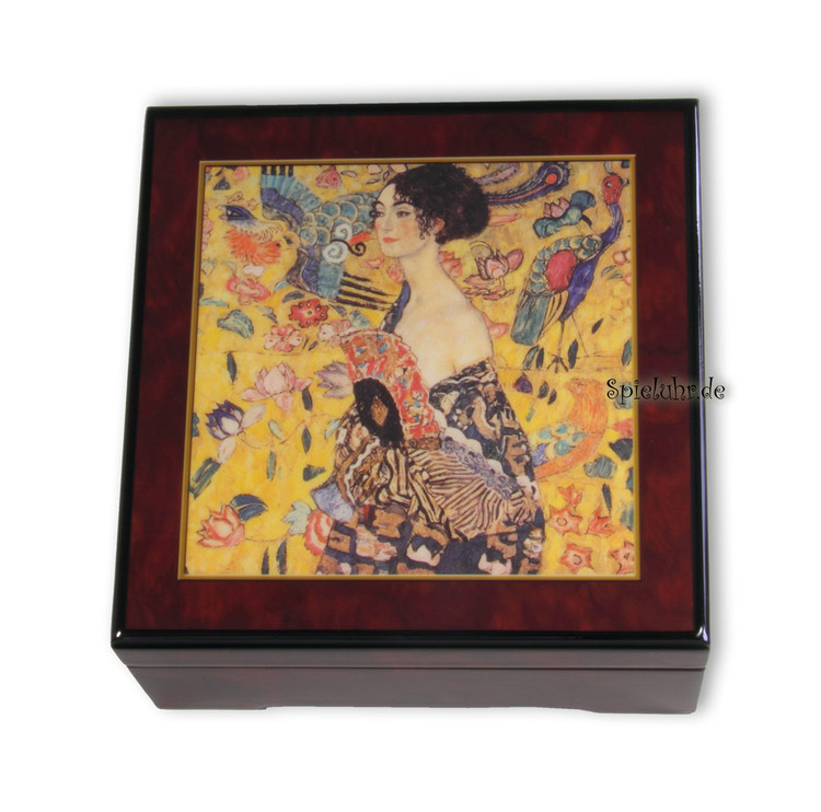 Bildlackschatulle Dame mit F�cher von Gustav Klimt, mit Spieluhr 