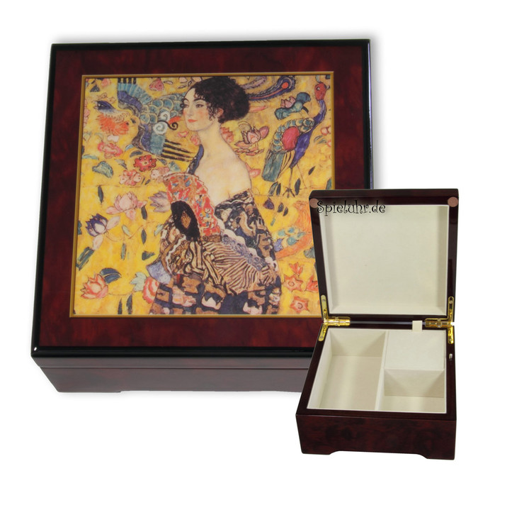 Bildlackschatulle Dame mit F�cher von Gustav Klimt, mit Spieluhr 