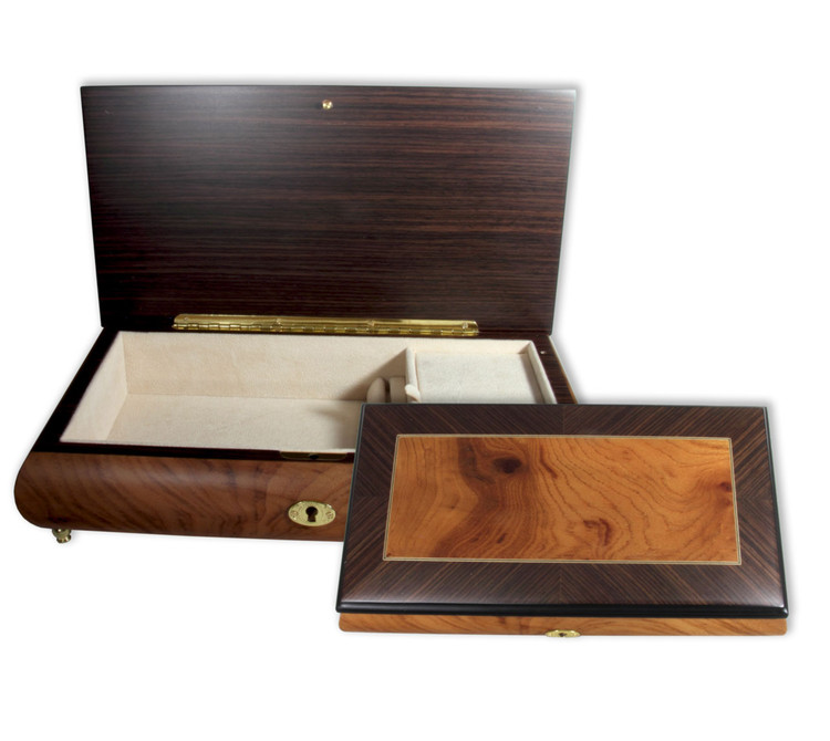Schmuckschatulle Wurzelholzeinlage Melodie w�hlbar 23 T�ne