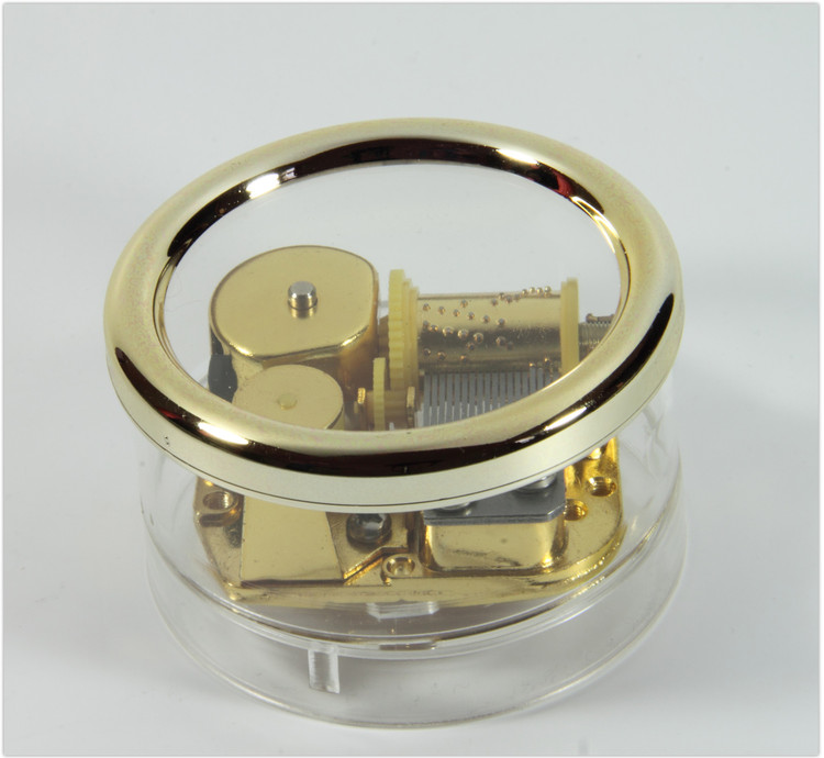 Acryldose Briefbeschwerer rund mit Spieluhr Melodie personalisierbar