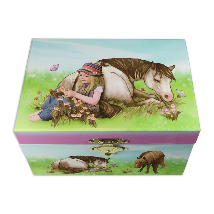 Ballerina Spieluhr Schmuckschatulle mit Pferdemotiv