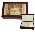 Bildlackschatulle Lesende von Alfons Mucha, mit Spieluhr