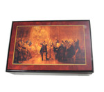 Bildlackdose Fl�tenkonzert von Adolph von Menzel, mit Spieluhr Schmuckk�stchen