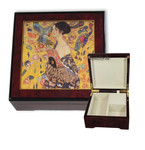 Bildlackschatulle Dame mit F�cher von Gustav Klimt, mit Spieluhr 