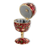 Schmuck- Ei Rot mit Rosen und Spieluhr nach Faberge-Art