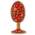 Schmuck- Ei Rot mit Spieluhr nach Faberge-Art aus email