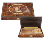 Schmuckschatulle Intarsie: Barockes T�nzerpaar, Melodie w�hlbar 23 T�ne 