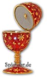 Schmuck- Ei Rot mit Spieluhr nach Faberge-Art aus emailiertem Metall